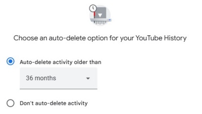 google acticity control auto delete option