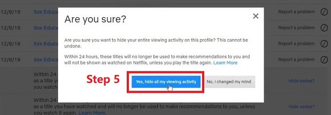 hide all my viewing activity on netflix