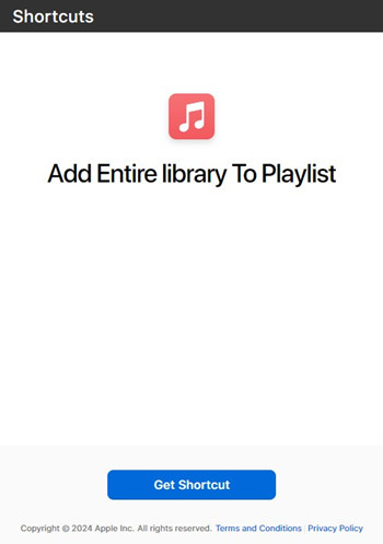 icloud shortcuts add entire library playlist