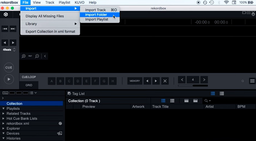 import music folders in rekordbox