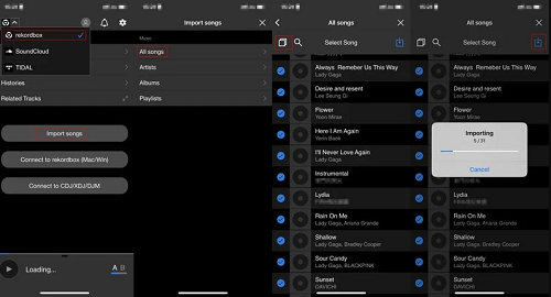 import music on rekordbox app