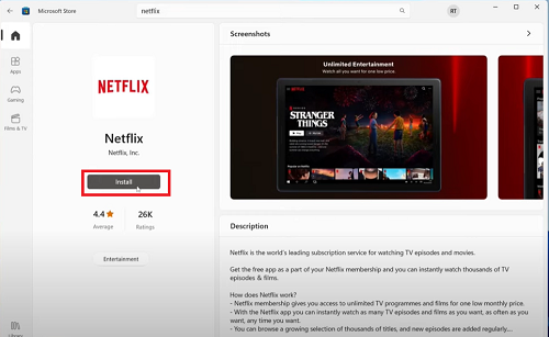 install the netflix app on windows