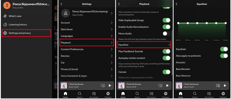 ios spotify settings playback equalizer