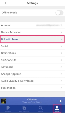 link with alexa on pandora ios