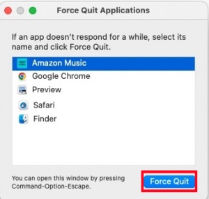 mac force quit amazon music