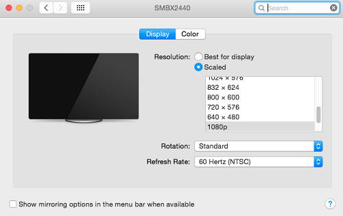 mac screen resolution for hd plackback