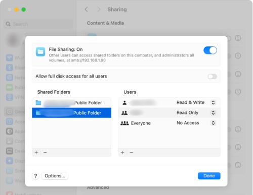 mac set file sharing