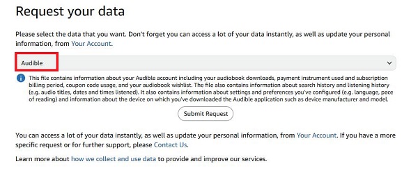 manage audible personal data