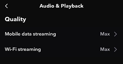 max quality for playback on tidal