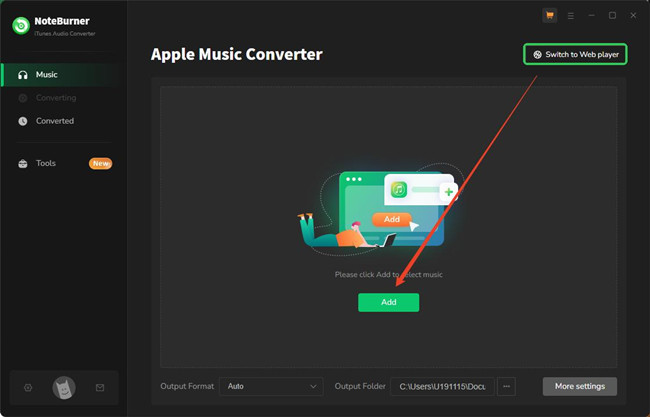 noteburner apple music converter switch