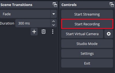 obs start recording button