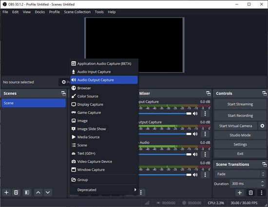 obs studio audio output capture