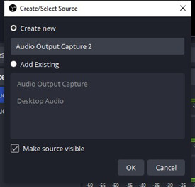 obs studio create select source