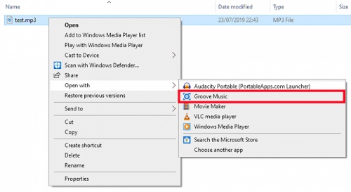 open mp3 with groove music