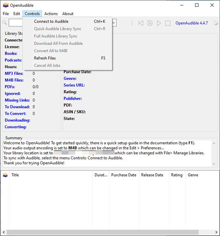 openaudible controls connect to audible