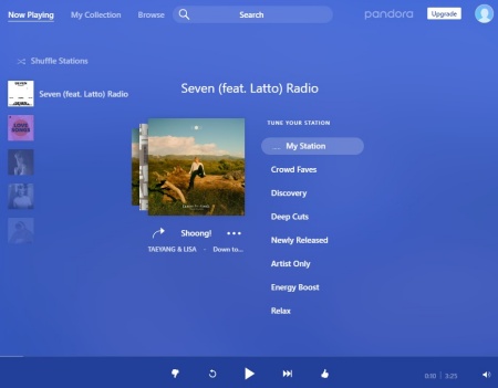 pandora main interface