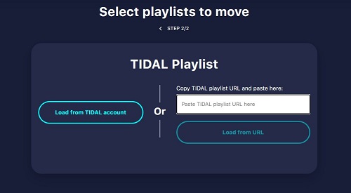 paste the tidal playlist url to tunemymusic