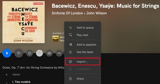 qobuz music import button on computer