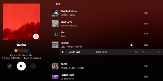 rearrange youtube music playlist