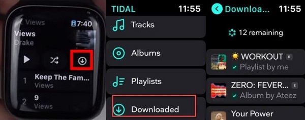 redownload tidal tracks on apple watch