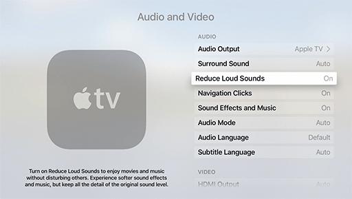 reduce loud sound on apple tv