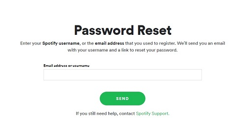spotify login reset