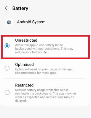 samsung battery optimization for audible