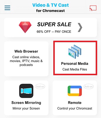 select personal media on tv cast chromecast