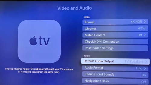 set apple tv audio output