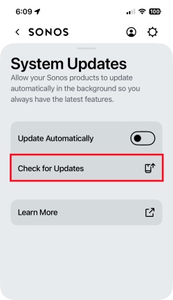 sonos app check for updates