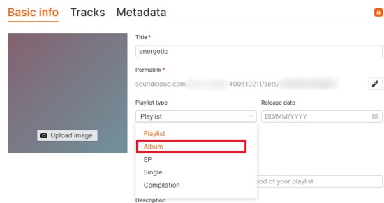 soundcloud change playlist type to album