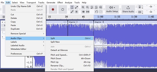 split audiobook into chapters on audacity