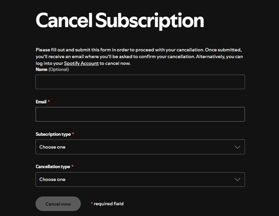 spotify signed out cancel subscription