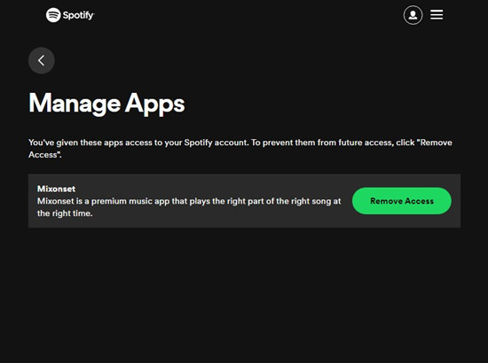 spotify account manage apps remove access