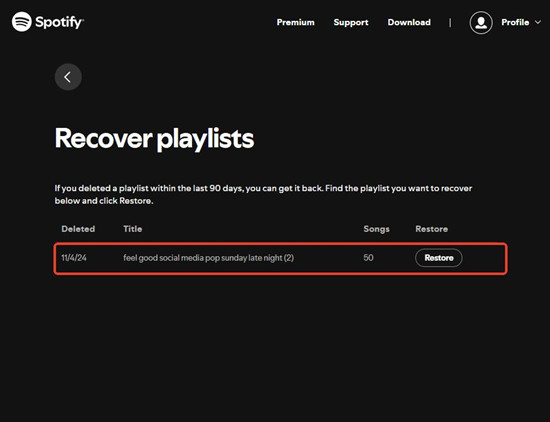 spotify account overview account recover playlists restore