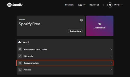 spotify account overview account recover playlists