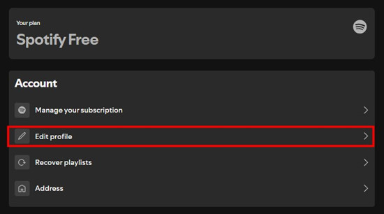 spotify account overview edit profile