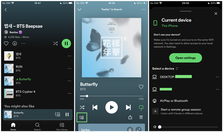 spotify connect now playing device settings