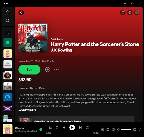 spotify desktop audiobook buy