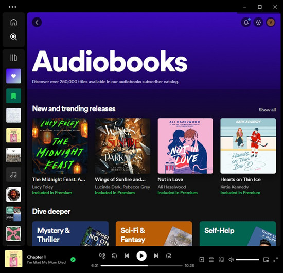 spotify desktop audiobooks