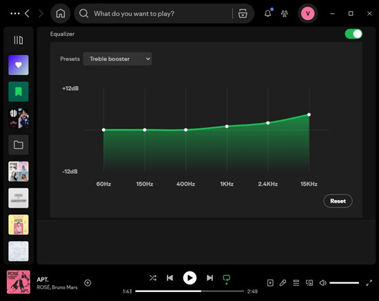 spotify desktop equalizer treble booster