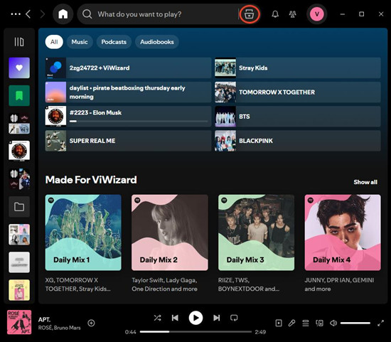 spotify desktop home browse