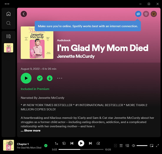 spotify desktop listen to audiobook offline
