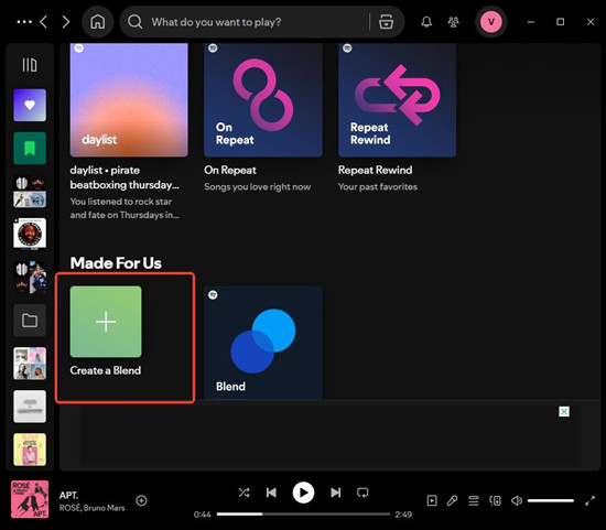 spotify desktop made for you create a blend