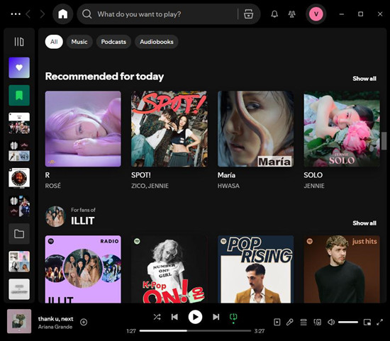 spotify desktop main interface