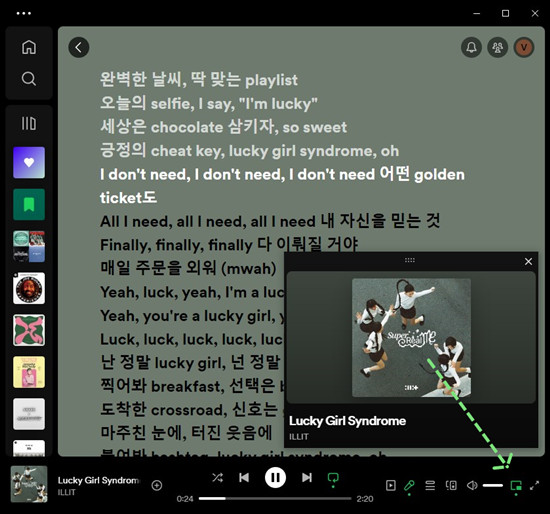 spotify desktop music miniplayer