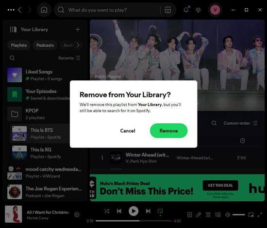 spotify desktop playlist delete confirmation