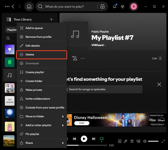 spotify desktop playlist delete