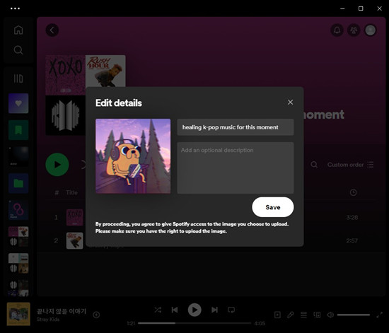 spotify desktop playlist profile edit details save