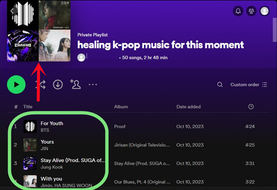 spotify desktop playlist profile change order